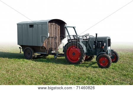 Historic Tractor With Trailer