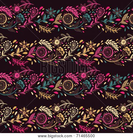 floral stripe seamless pattern