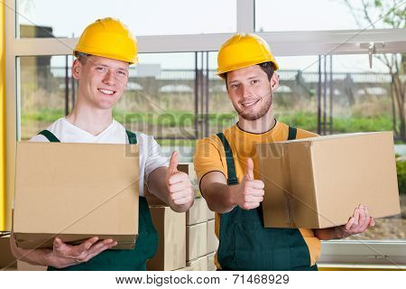 Storekeepers Showing Thumbs Up Sign