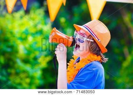 Dutch Football Fan, Little Boy Cheering