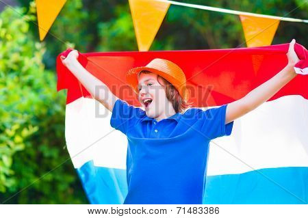 Dutch Football Fan, Little Boy Cheering