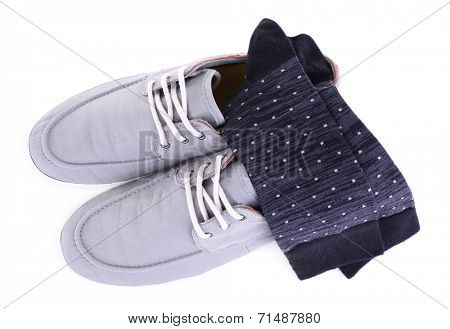 Top-siders and socks isolated on white