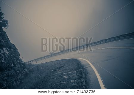 Foggy Curved Road