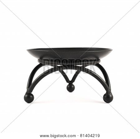Black metal forged stand isolated