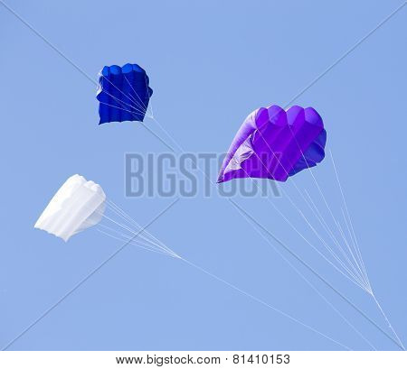 Group Of The Colored Kites In The Blue Sky