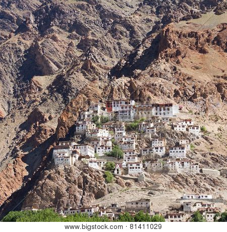 Kursha Monastery Panorama At Zanskar