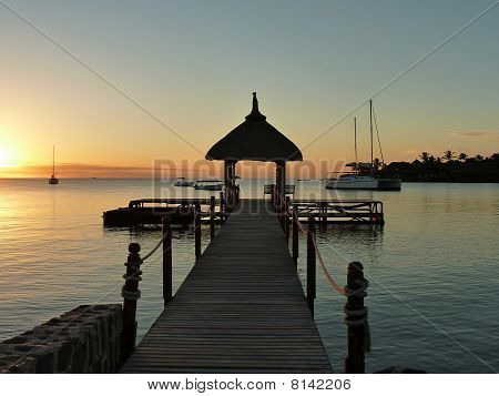 Fase di atterraggio nel tramonto