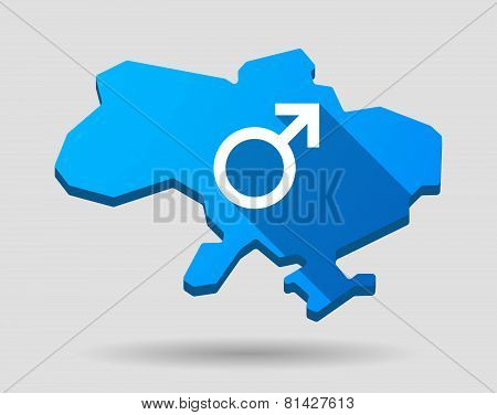 Ukraine Green Map Icon With A Male Sign