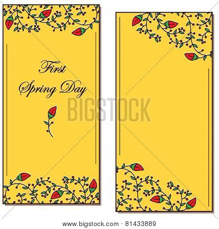 Yellow postcard with red flower