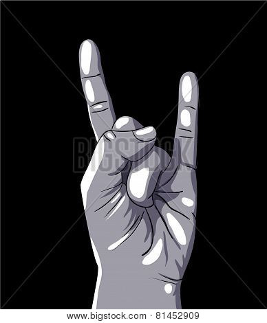 Hand in rock n roll sign