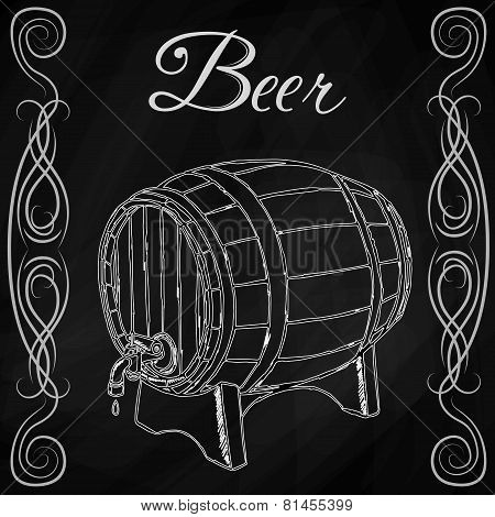 wooden barrel in style sketch
