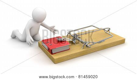 Man and Mousetrap with Document (clipping path included)