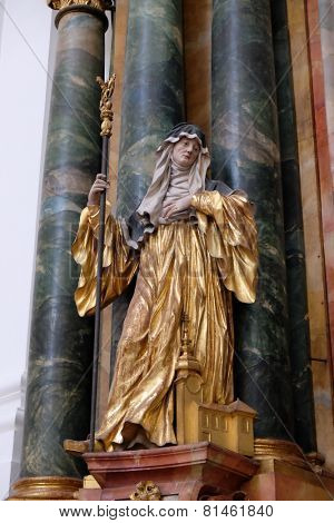 SALZBURG, AUSTRIA - DECEMBER 13: Statue of Saint, Altar in Collegiate church in Salzburg on December 13, 2014.