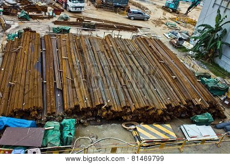 Iron For Concrete Armoring At The Construction Site