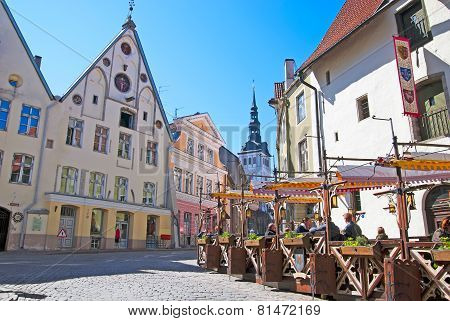 Tallinn. Estonia. Open air cafe in Old Town