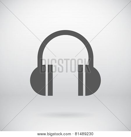 Flat Headphones Sign Vector Music Earphone Symbol Background