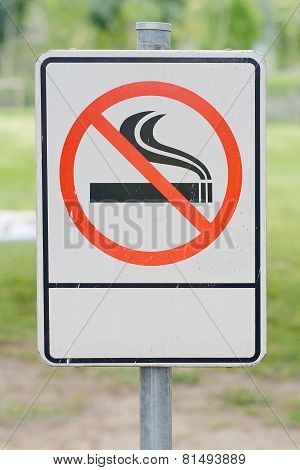 Label No Smoking Metal Sign In The Park