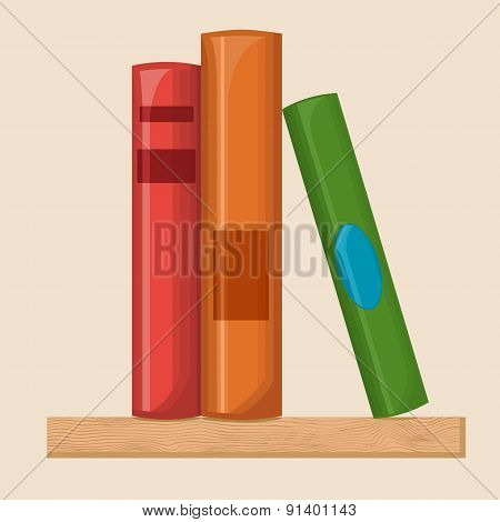 Book shelf flat illustration