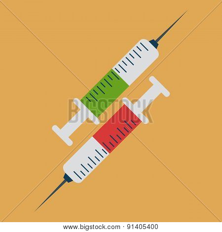 Two syringes in opposite directions