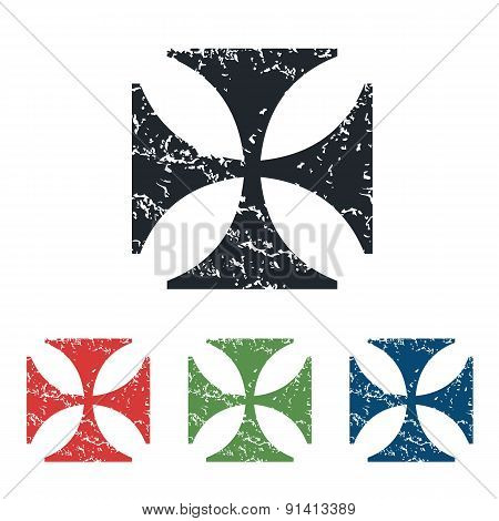 Maltese cross grunge icon set