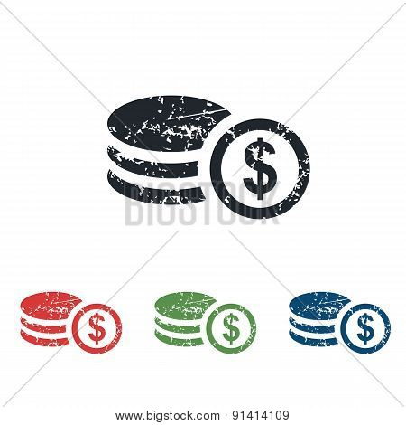 Dollar rouleau grunge icon set