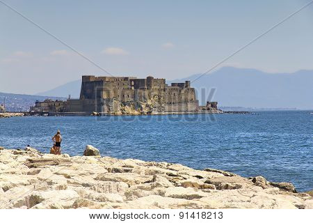 Castel Dell'ovo, A Medieval Fortress In The Bay Of Naples, Italy.