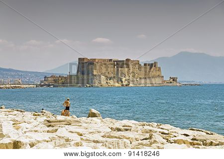 Castel Dell'ovo, A Medieval Fortress In The Bay Of Naples, Italy.