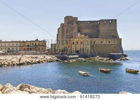 Castel Dell'ovo, A Medieval Fortress In The Bay Of Naples, Italy.