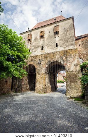 Furrier's Tower (turnul Cojocarilor) Part Of  Sighisoara Fortress Entrance From Transylvania