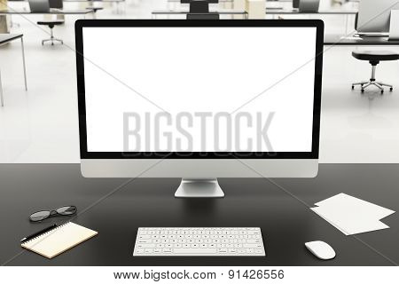Desktop In A Modern Office, Mockup