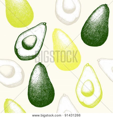 Vintage tropical fruit background isolated on white.