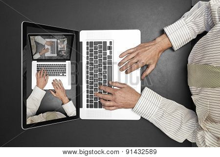 Working On Laptop - From Above