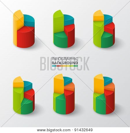 Segmented and multicolored pie charts set.