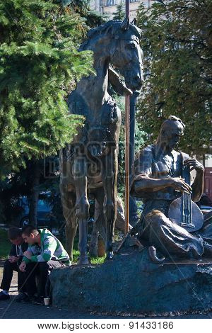 Ukraine, Kiev - September 9.2013 Independence Square. Monument To One Of The Most Popular Heroes Of