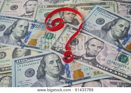 Background From Dollars And Question Mark