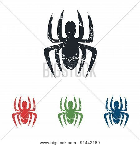 Spider grunge icon set