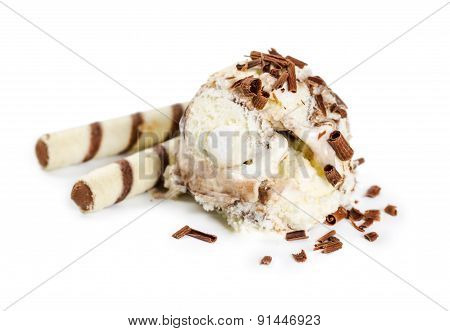 Scoops Of Ice Cream With Chocolate Chips