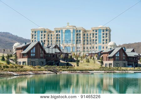 Quba - MARCH 26, 2015: Quba Rixos Hotel on March 26 in Azerbaijan, Quba. Quba Rixos Hotel is luxury hotel in northern Azerbaijan
