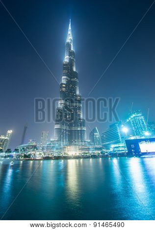 Dubai - JANUARY 9, 2015: Burj Khalifa building on January 9 in UAE, Dubai. Burj Khalifa skyscraper is tallest in the world