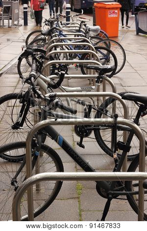 A bicycle park with fixed bars for locking your bike