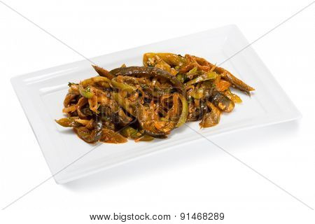 Spicy salad heh with eggplant heh and onions. From a series of Food Korean cuisine. 