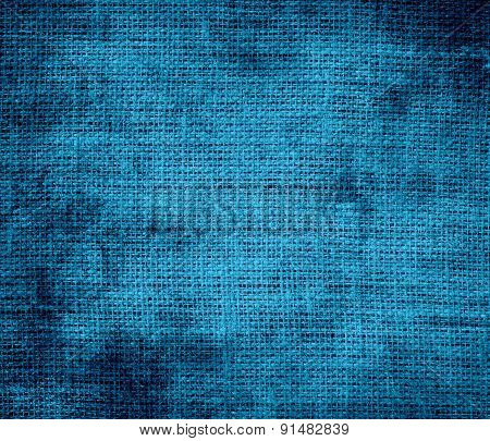 Grunge background of celadon blue burlap texture