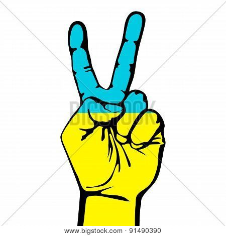 Peace Sign Of The Ukrainian Flag