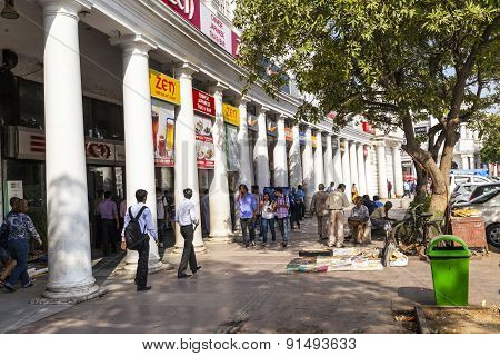 people at Connaught Place in Delhi