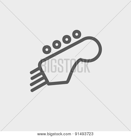Guitar tuner icon thin line for web and mobile, modern minimalistic flat design. Vector dark grey icon on light grey background.