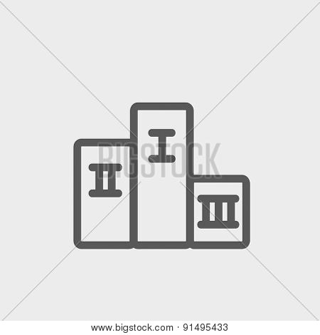 Winners podium icon thin line for web and mobile, modern minimalistic flat design. Vector dark grey icon on light grey background.