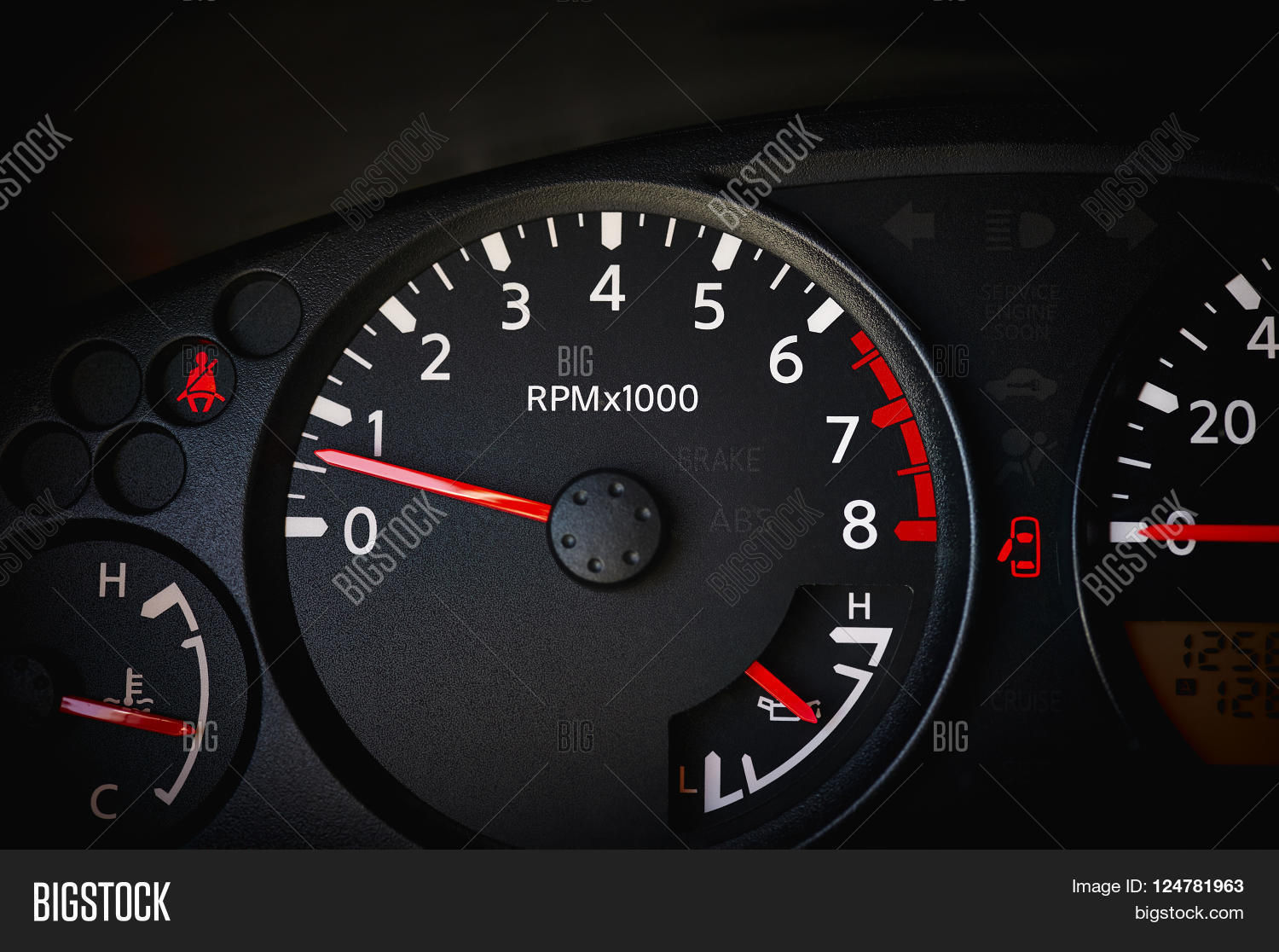Dashboard Car Showing Image Photo Free Trial Stock Dashboard Of A Car Showing Tachometer Partial Sdometer Temperature Gauge Battery Seat Belt Warning Light