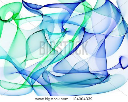 Abstract generated blue green graphic pattern white background