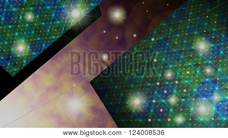 3D ???????????-Cosmic background with the ship to insert text