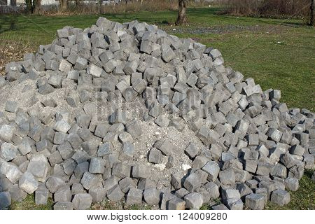 Building blocks for road works in Munich Germany